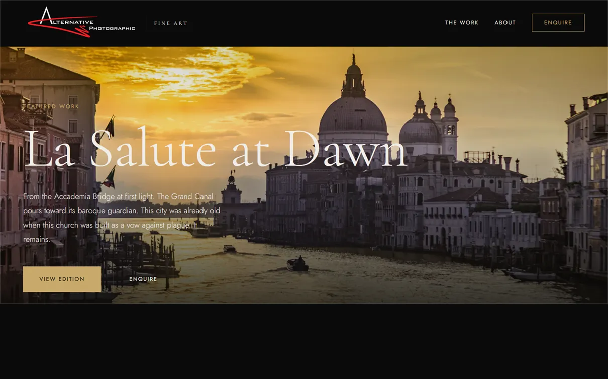 Alternative Photographic website — La Salute at Dawn fine art edition, Venice at dawn over the Grand Canal